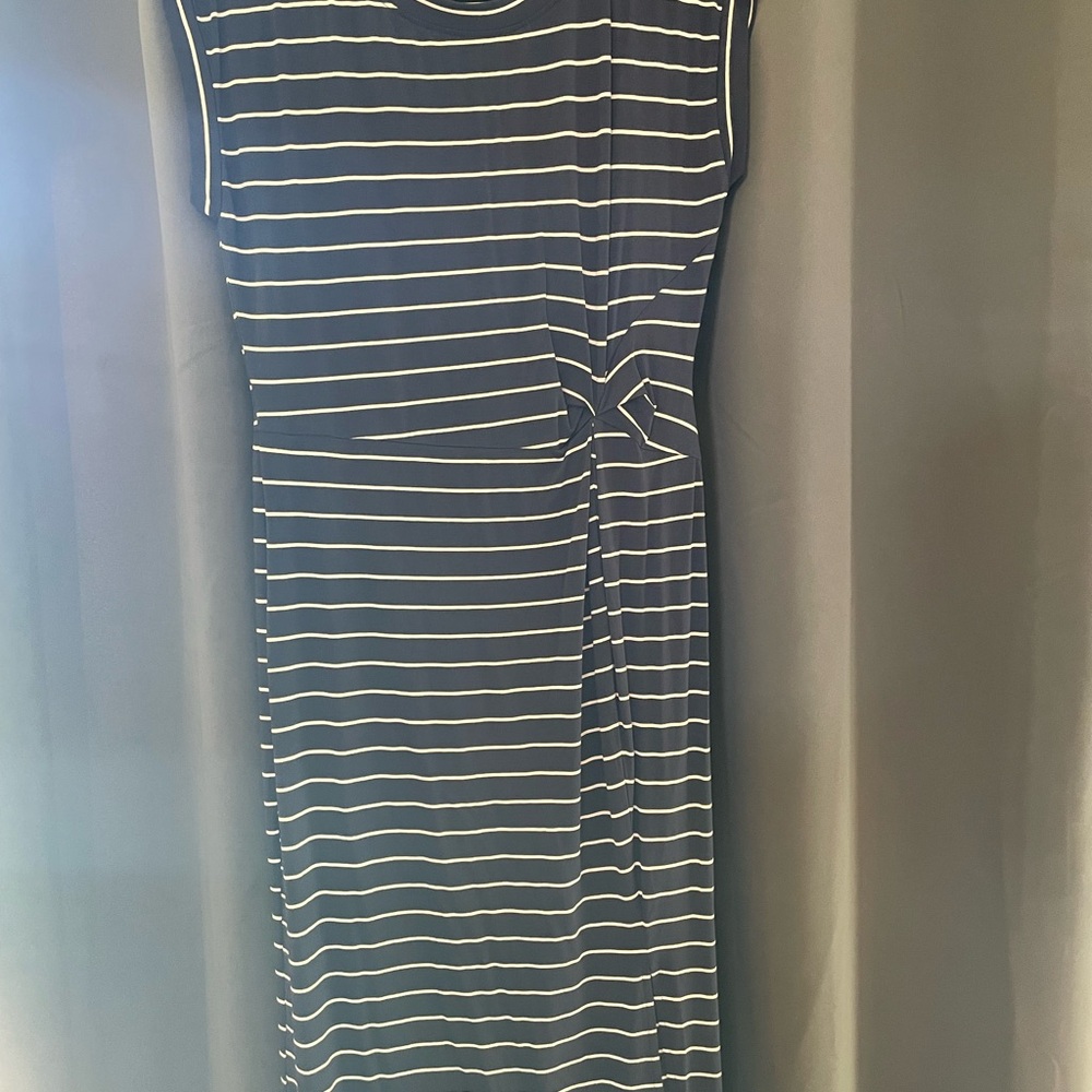Maurices Navy and White Striped Midi Dress